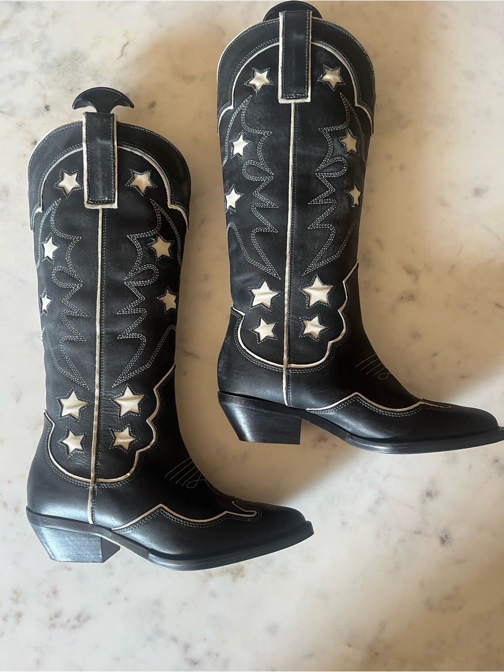 Zara Black Star-Embellished Cowboy Boots